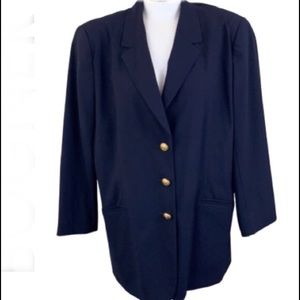BOGNER OVERSIZE Jacket Blazer Dark Navy Blue w Gold Buttons NWOT See all photos
